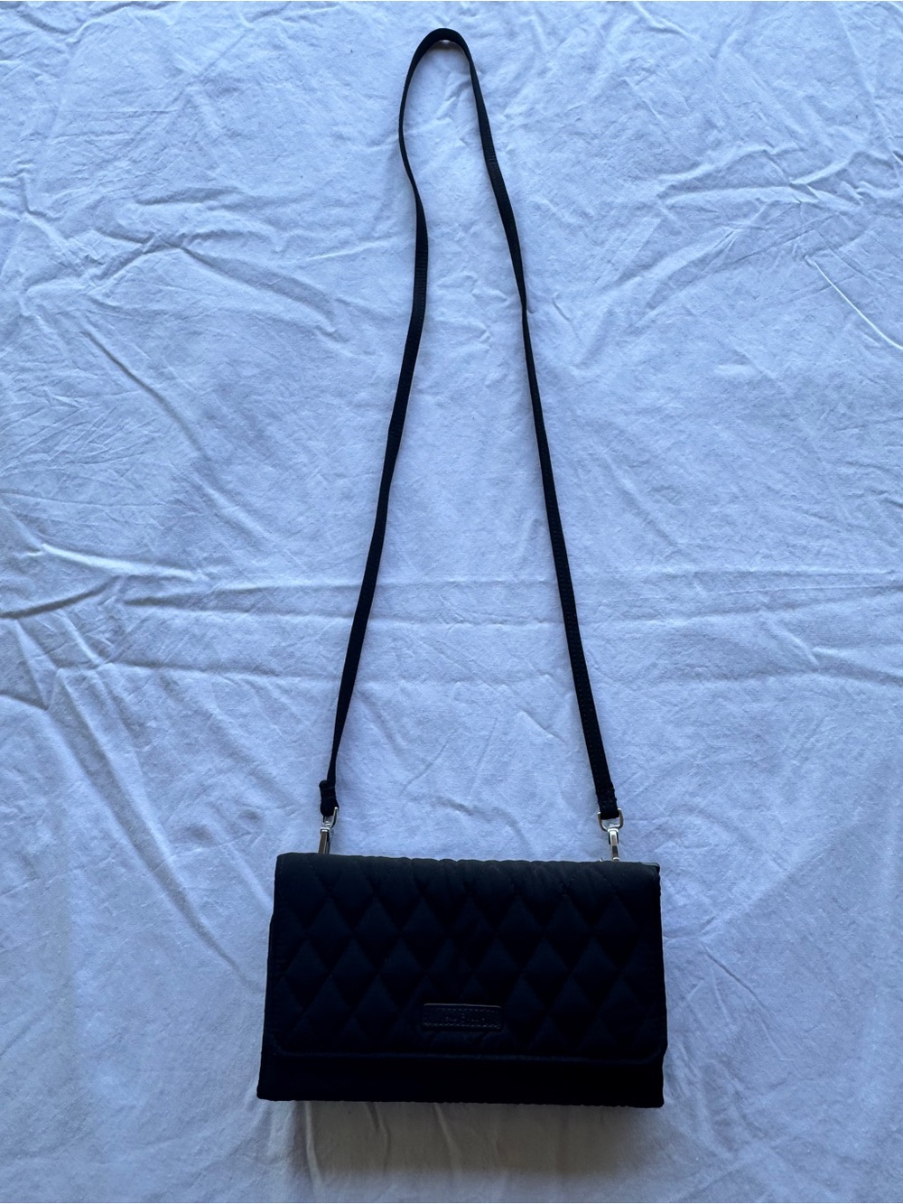Vera Bradley Black Quilted RFID Crossbody Wallet Travel Organizer